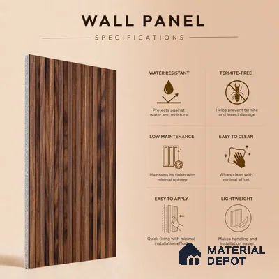 Wooden Look PN 06978 8 ft x 10 inch PVC Panel - 10 mm | Suitable for Living Room, Bedroom & Office | Width is Subjected to 5% Variation