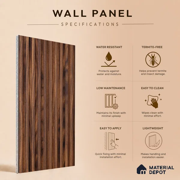 Wooden Look PN 06978 8 ft x 10 inch PVC Panel - 10 mm | Suitable for Living Room, Bedroom & Office | Width is Subjected to 5% Variation