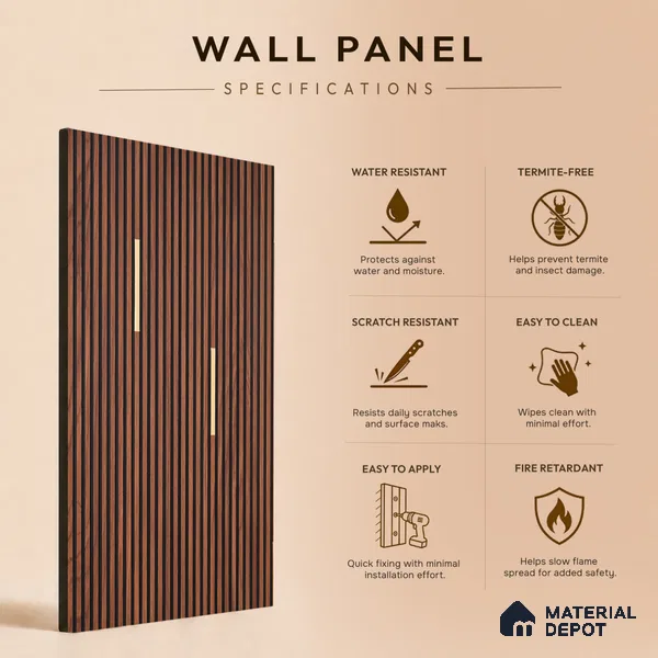 Wooden Look PN 07016 9.5 ft x 12 inch Charcoal Panel - 6 mm | Suitable for Feature Wall, TV Unit & Living Room | Width is Subjected to 5% Variation