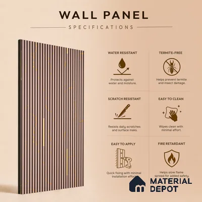 Wooden Look PN 07017 9.5 ft x 12 inch Charcoal Panel - 6 mm | Suitable for Feature Wall, TV Unit & Living Room | Width is Subjected to 5% Variation