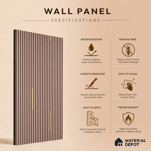 Wooden Look PN 07017 9.5 ft x 12 inch Charcoal Panel - 6 mm | Suitable for Feature Wall, TV Unit & Living Room | Width is Subjected to 5% Variation