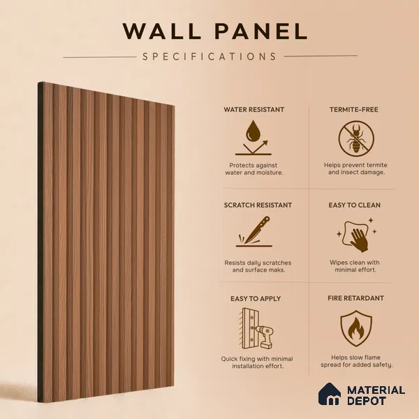 Wooden Look PN 07021 9.5 ft x 12 inch Charcoal Panel - 10 mm | Suitable for Feature Wall, TV Unit & Living Room | Width is Subjected to 5% Variation