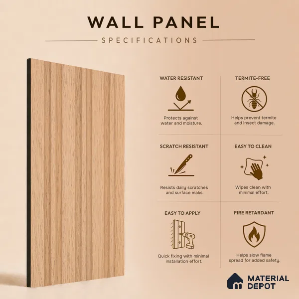 Wooden Look PN 07054 9.5 ft x 4.9 inch Charcoal Panel - 8 mm | Suitable for Feature Wall, TV Unit & Living Room | Width is Subjected to 5% Variation