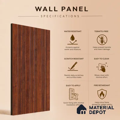 Wooden Look PN 07055 9.5 ft x 4.9 inch Charcoal Panel - 8 mm | Suitable for Feature Wall, TV Unit & Living Room | Width is Subjected to 5% Variation