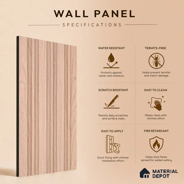 Wooden Look PN 07056 9.5 ft x 4.9 inch Charcoal Panel - 8 mm | Suitable for Feature Wall, TV Unit & Living Room | Width is Subjected to 5% Variation