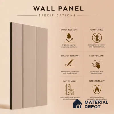 Cappuccino Beige Plain Colour Look PN 07067 9.5 ft x 9.8 inch Charcoal Panel - 10 mm | Suitable for Feature Wall, TV Unit & Living Room | Width is Subjected to 5% Variation