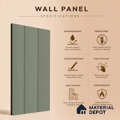 Smoke Grey Plain Colour Look PN 07068 9.5 ft x 9.8 inch Charcoal Panel - 10 mm | Suitable for Feature Wall, TV Unit & Living Room | Width is Subjected to 5% Variation