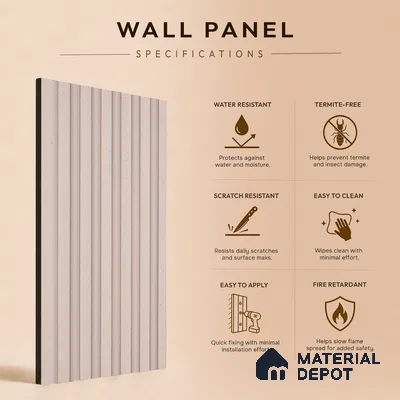 Cappuccino Beige Patterned Look PN 07072 9.5 ft x 4.9 inch Charcoal Panel - 10 mm | Suitable for Feature Wall, TV Unit & Living Room | Width is Subjected to 5% Variation