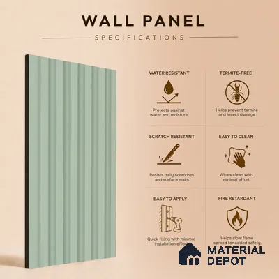Ash Grey Plain Colour Look PN 07073 9.5 ft x 4.9 inch Charcoal Panel - 10 mm | Suitable for Feature Wall, TV Unit & Living Room | Width is Subjected to 5% Variation