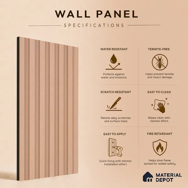 Oak Brown Patterned Look PN 07076 9.5 ft x 4.9 inch Charcoal Panel - 10 mm | Suitable for Feature Wall, TV Unit & Living Room | Width is Subjected to 5% Variation