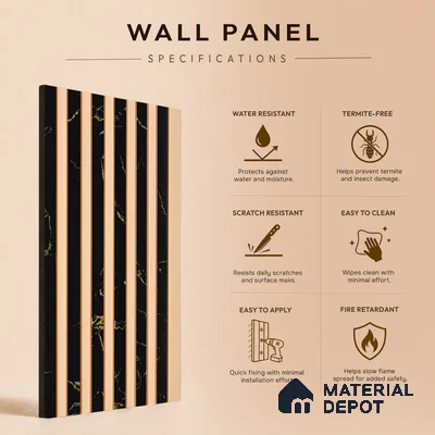Onyx Black Marble Look PN 07088 10 ft x 4.9 inch Charcoal Panel - 6 mm | Suitable for Feature Wall, TV Unit & Living Room | Width is Subjected to 5% Variation