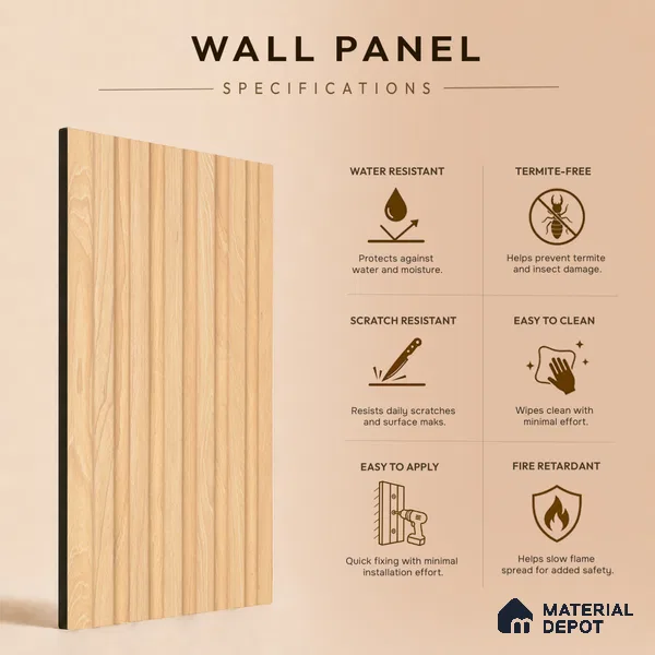 Wooden Look PN 07097 10 ft x 4.9 inch Charcoal Panel - 6 mm | Suitable for Feature Wall, TV Unit & Living Room | Width is Subjected to 5% Variation