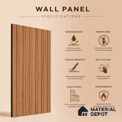 Wooden Look PN 07098 10 ft x 4.9 inch Charcoal Panel - 6 mm | Suitable for Feature Wall, TV Unit & Living Room | Width is Subjected to 5% Variation