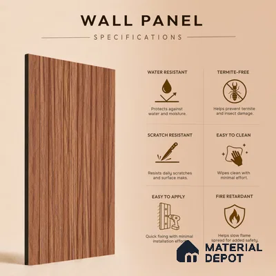 Wooden Look PN 07099 10 ft x 4.9 inch Charcoal Panel - 6 mm | Suitable for Feature Wall, TV Unit & Living Room | Width is Subjected to 5% Variation