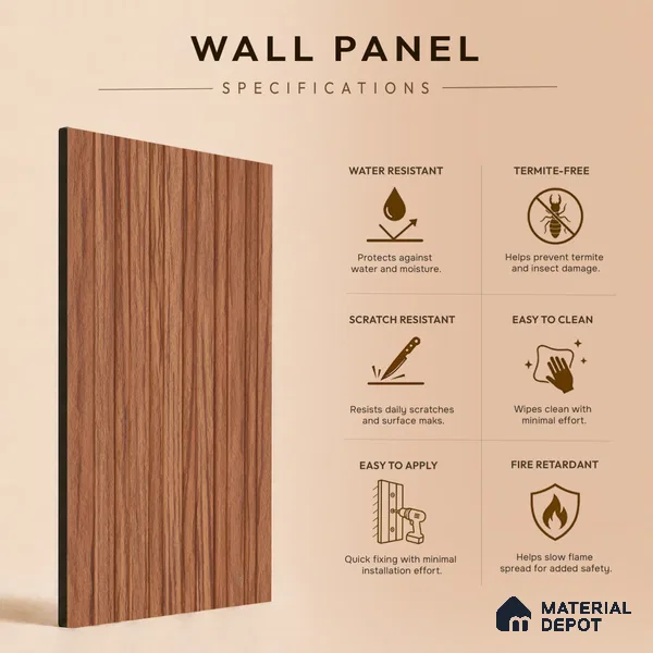 Wooden Look PN 07099 10 ft x 4.9 inch Charcoal Panel - 6 mm | Suitable for Feature Wall, TV Unit & Living Room | Width is Subjected to 5% Variation