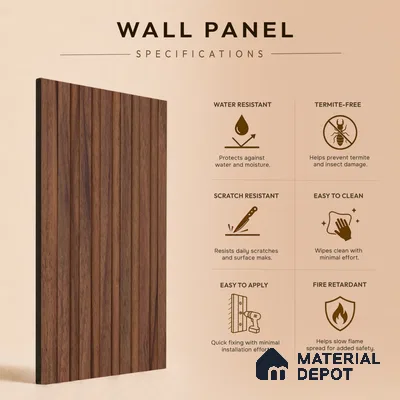 Wooden Look PN 07100 10 ft x 4.9 inch Charcoal Panel - 6 mm | Suitable for Feature Wall, TV Unit & Living Room | Width is Subjected to 5% Variation