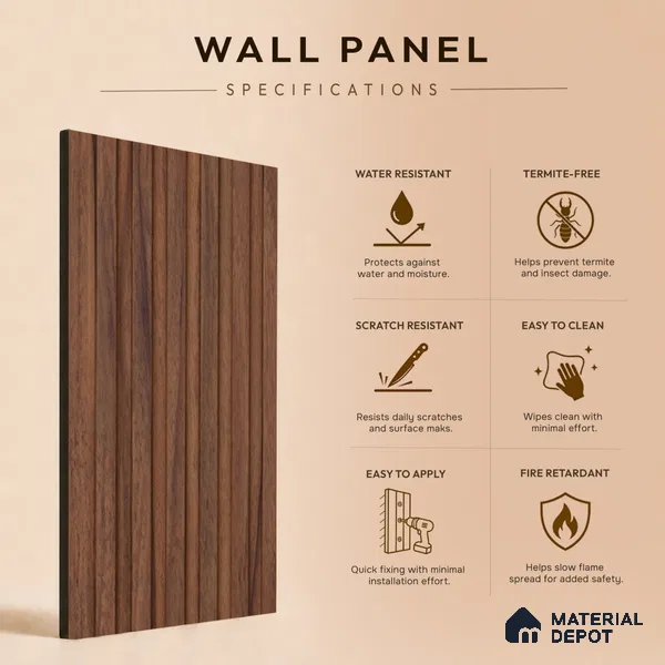 Wooden Look PN 07100 10 ft x 4.9 inch Charcoal Panel - 6 mm | Suitable for Feature Wall, TV Unit & Living Room | Width is Subjected to 5% Variation