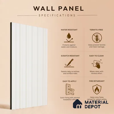 Ivory Beige Plain Colour Look PN 07157 9.5 ft x 4.7 inch Charcoal Panel - 11 mm | Suitable for Feature Wall, TV Unit & Living Room | Width is Subjected to 5% Variation
