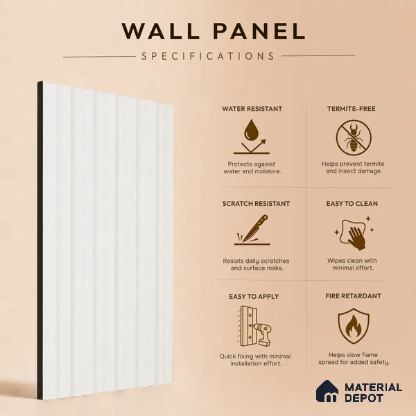 Ivory Beige Plain Colour Look PN 07157 9.5 ft x 4.7 inch Charcoal Panel - 11 mm | Suitable for Feature Wall, TV Unit & Living Room | Width is Subjected to 5% Variation