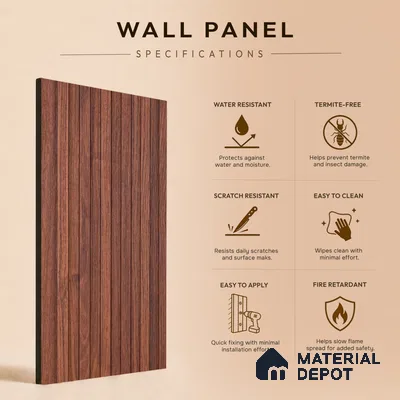 Wooden Look PN 07172 9.5 ft x 4.7 inch Charcoal Panel - 11 mm | Suitable for Feature Wall, TV Unit & Living Room | Width is Subjected to 5% Variation