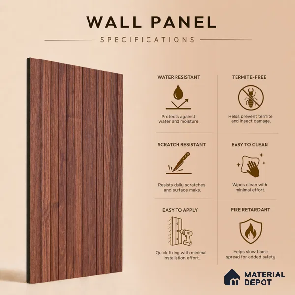 Wooden Look PN 07172 9.5 ft x 4.7 inch Charcoal Panel - 11 mm | Suitable for Feature Wall, TV Unit & Living Room | Width is Subjected to 5% Variation