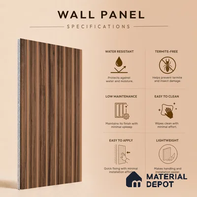 Wooden Look PN 07373 8 ft x 9.6 inch PVC Panel - 10 mm | Suitable for Living Room, Bedroom & Office | Width is Subjected to 5% Variation