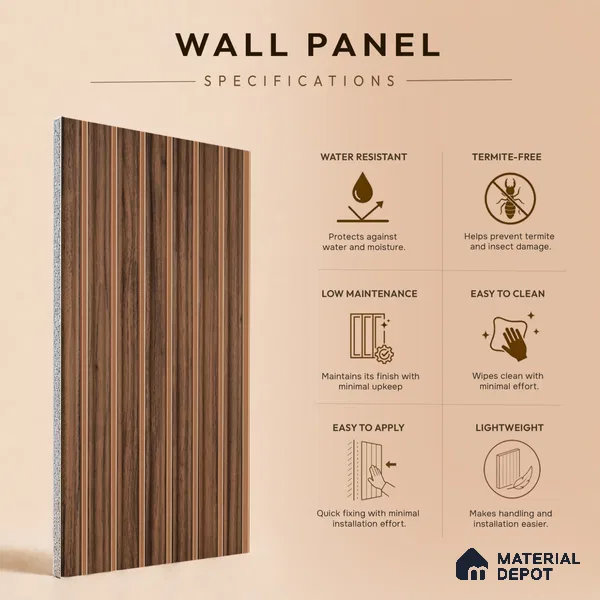 Wooden Look PN 07373 8 ft x 9.6 inch PVC Panel - 10 mm | Suitable for Living Room, Bedroom & Office | Width is Subjected to 5% Variation