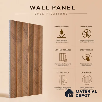 Wooden Look PN 07374 8 ft x 9.6 inch PVC Panel - 10 mm | Suitable for Living Room, Bedroom & Office | Width is Subjected to 5% Variation