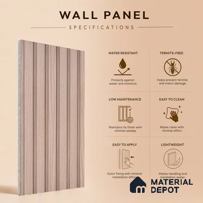 Wooden Look PN 07378 8 ft x 9.6 inch PVC Panel - 10 mm | Suitable for Living Room, Bedroom & Office | Width is Subjected to 5% Variation