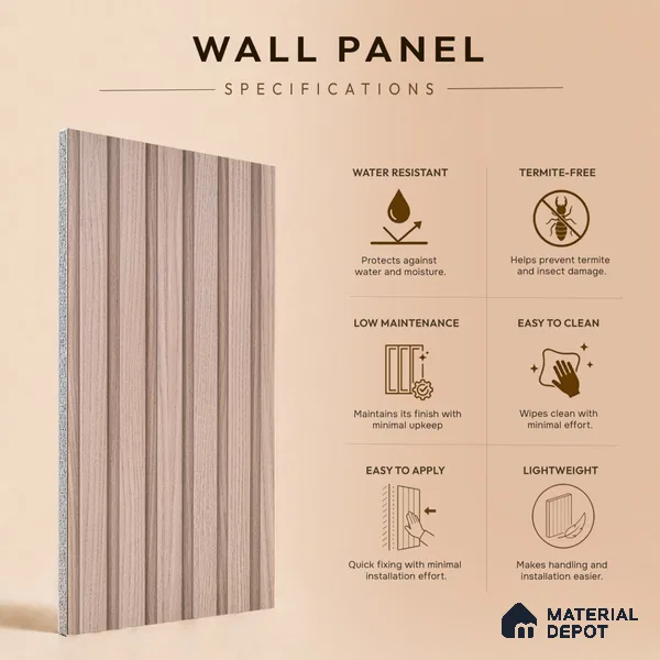 Wooden Look PN 07378 8 ft x 9.6 inch PVC Panel - 10 mm | Suitable for Living Room, Bedroom & Office | Width is Subjected to 5% Variation