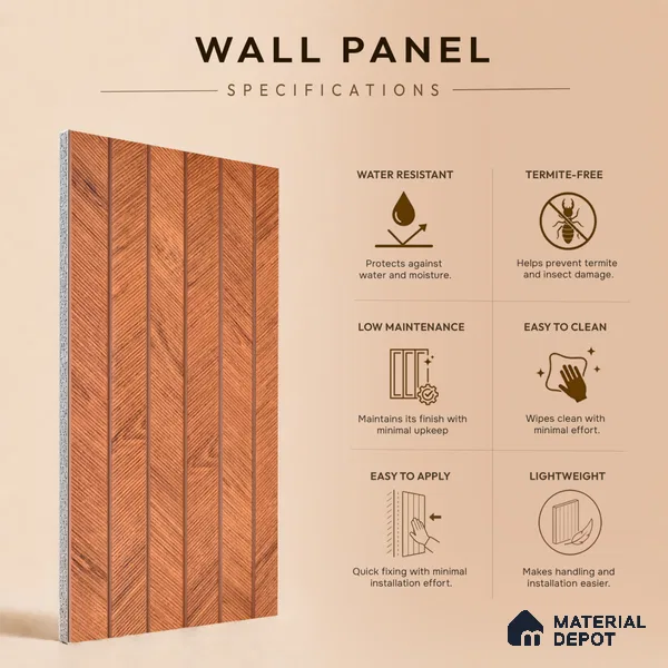 Copper Orange Marble Look PN 07379 8 ft x 9.6 inch PVC Panel - 10 mm | Suitable for Living Room, Bedroom & Office | Width is Subjected to 5% Variation