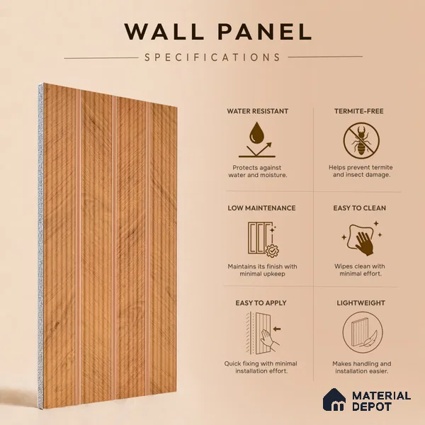 Wooden Look PN 07391 8 ft x 9.6 inch PVC Panel - 10 mm | Suitable for Living Room, Bedroom & Office | Width is Subjected to 5% Variation