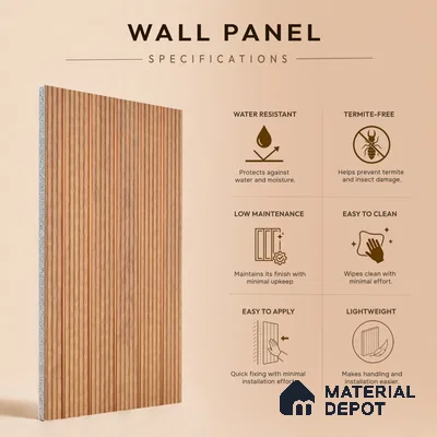 Wooden Look PN 07392 8 ft x 9.6 inch PVC Panel - 10 mm | Suitable for Living Room, Bedroom & Office | Width is Subjected to 5% Variation