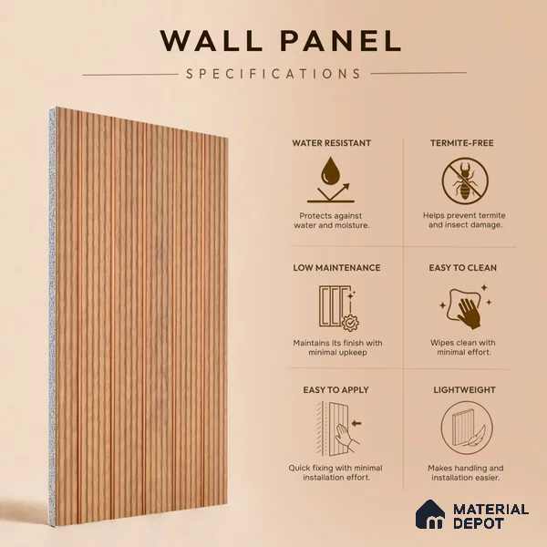Wooden Look PN 07392 8 ft x 9.6 inch PVC Panel - 10 mm | Suitable for Living Room, Bedroom & Office | Width is Subjected to 5% Variation