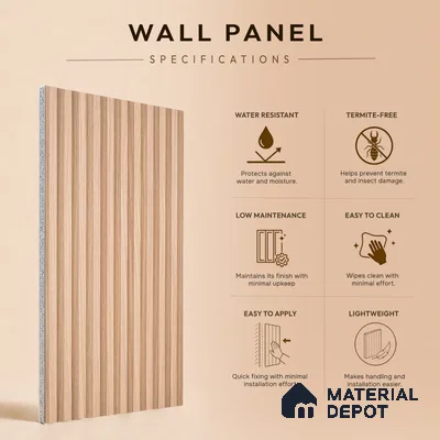 Wooden Look PN 07396 8 ft x 9.6 inch PVC Panel - 10 mm | Suitable for Living Room, Bedroom & Office | Width is Subjected to 5% Variation