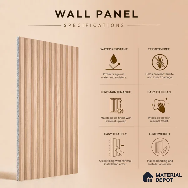 Wooden Look PN 07396 8 ft x 9.6 inch PVC Panel - 10 mm | Suitable for Living Room, Bedroom & Office | Width is Subjected to 5% Variation