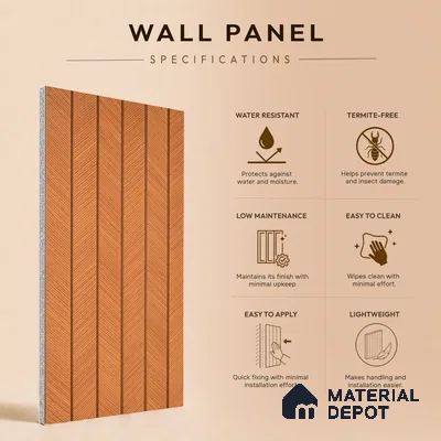 Wooden Look PN 07398 8 ft x 9.6 inch PVC Panel - 10 mm | Suitable for Living Room, Bedroom & Office | Width is Subjected to 5% Variation