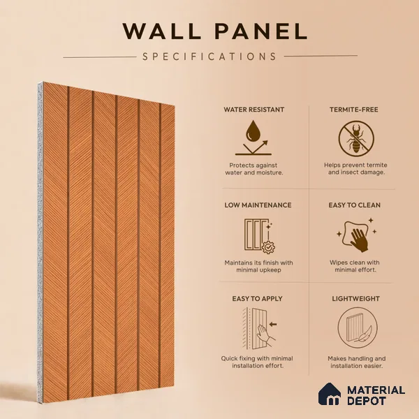 Wooden Look PN 07398 8 ft x 9.6 inch PVC Panel - 10 mm | Suitable for Living Room, Bedroom & Office | Width is Subjected to 5% Variation
