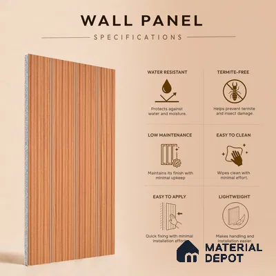 Wooden Look PN 07399 8 ft x 9.6 inch PVC Panel - 10 mm | Suitable for Living Room, Bedroom & Office | Width is Subjected to 5% Variation