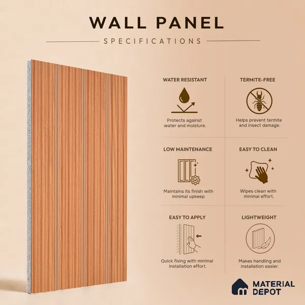 Wooden Look PN 07399 8 ft x 9.6 inch PVC Panel - 10 mm | Suitable for Living Room, Bedroom & Office | Width is Subjected to 5% Variation