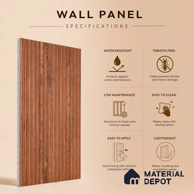 Wooden Look PN 07406 8 ft x 12 inch PVC Panel - 10 mm | Suitable for Living Room, Bedroom & Office | Width is Subjected to 5% Variation