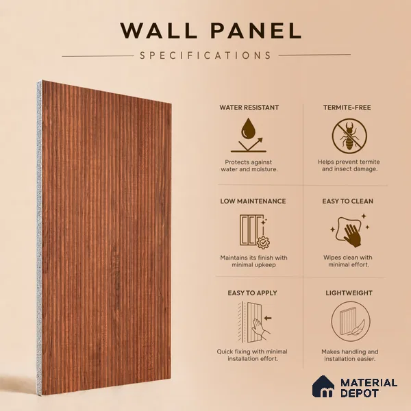 Wooden Look PN 07407 8 ft x 12 inch PVC Panel - 10 mm | Suitable for Living Room, Bedroom & Office | Width is Subjected to 5% Variation