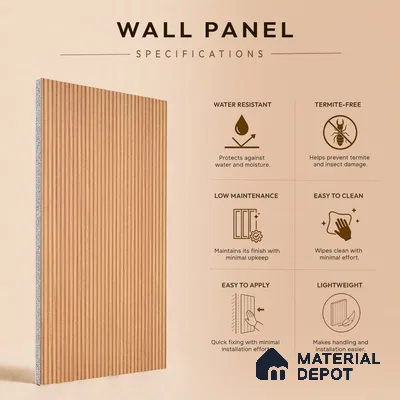 Wooden Look PN 07411 8 ft x 12 inch PVC Panel - 10 mm | Suitable for Living Room, Bedroom & Office | Width is Subjected to 5% Variation