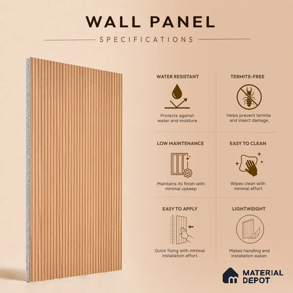 Wooden Look PN 07411 8 ft x 12 inch PVC Panel - 10 mm | Suitable for Living Room, Bedroom & Office | Width is Subjected to 5% Variation