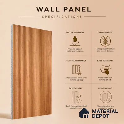 Wooden Look PN 07412 8 ft x 12 inch PVC Panel - 10 mm | Suitable for Living Room, Bedroom & Office | Width is Subjected to 5% Variation