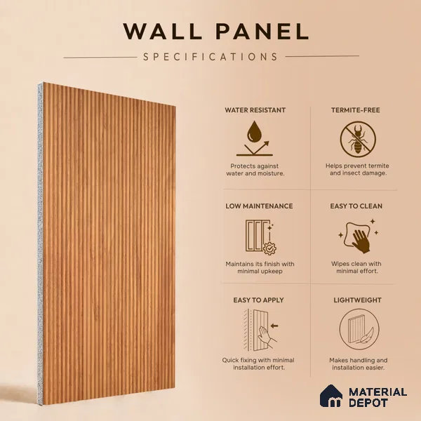Wooden Look PN 07412 8 ft x 12 inch PVC Panel - 10 mm | Suitable for Living Room, Bedroom & Office | Width is Subjected to 5% Variation