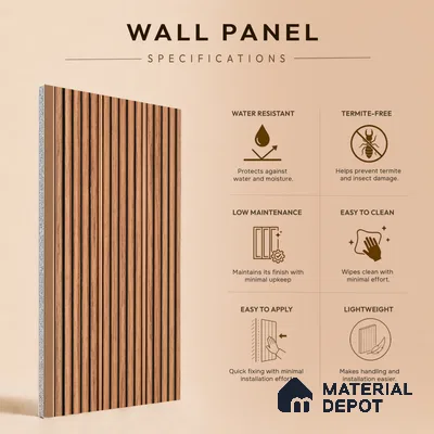 Wooden Look PN 07449 8 ft x 4.8 inch PVC Panel - 10 mm | Suitable for Living Room, Bedroom & Office | Width is Subjected to 5% Variation