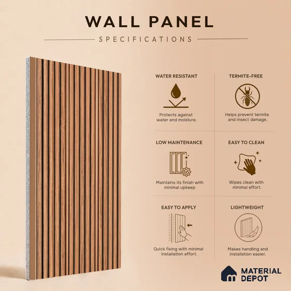 Wooden Look PN 07449 8 ft x 4.8 inch PVC Panel - 10 mm | Suitable for Living Room, Bedroom & Office | Width is Subjected to 5% Variation