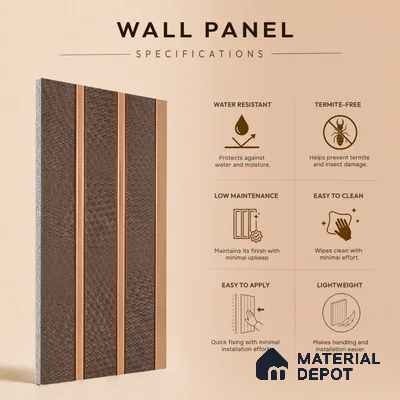 Cappucino Brown Leather Look PN 07456 8 ft x 4.8 inch PVC Panel - 10 mm | Suitable for Living Room, Bedroom & Office | Width is Subjected to 5% Variation
