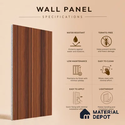 Wooden Look PN 07457 8 ft x 4.8 inch PVC Panel - 10 mm | Suitable for Living Room, Bedroom & Office | Width is Subjected to 5% Variation